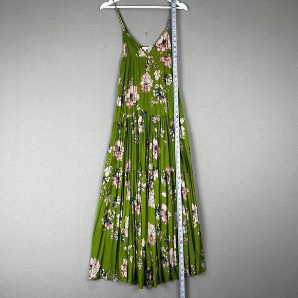 Sun Becomes Her Revolve Womens Dress 6 Green Solstice Trapeze Maxi Floral Tiered - Picture 2 of 11